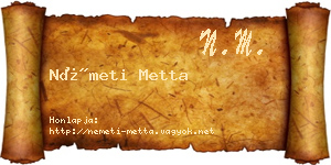 Németi Metta névjegykártya